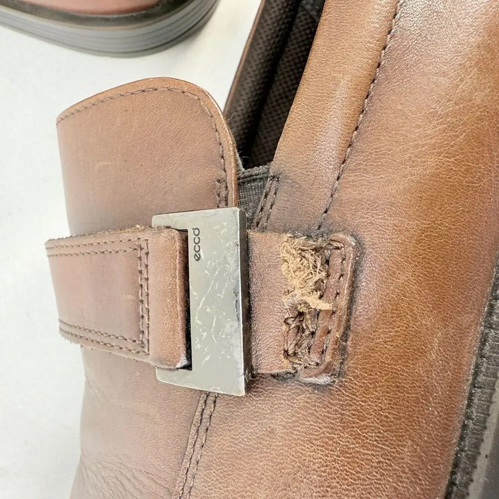 Ecco Men's Edinburgh Brown Leather Bicycle Toe Buckle Loafers EU 46 US 13